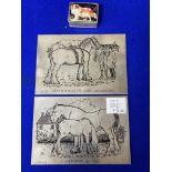 Two Silver Horse Plaques and a Small Box ~86g tota