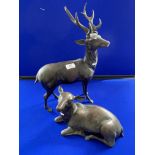 Japanese Signed Bronze Stag & Doe