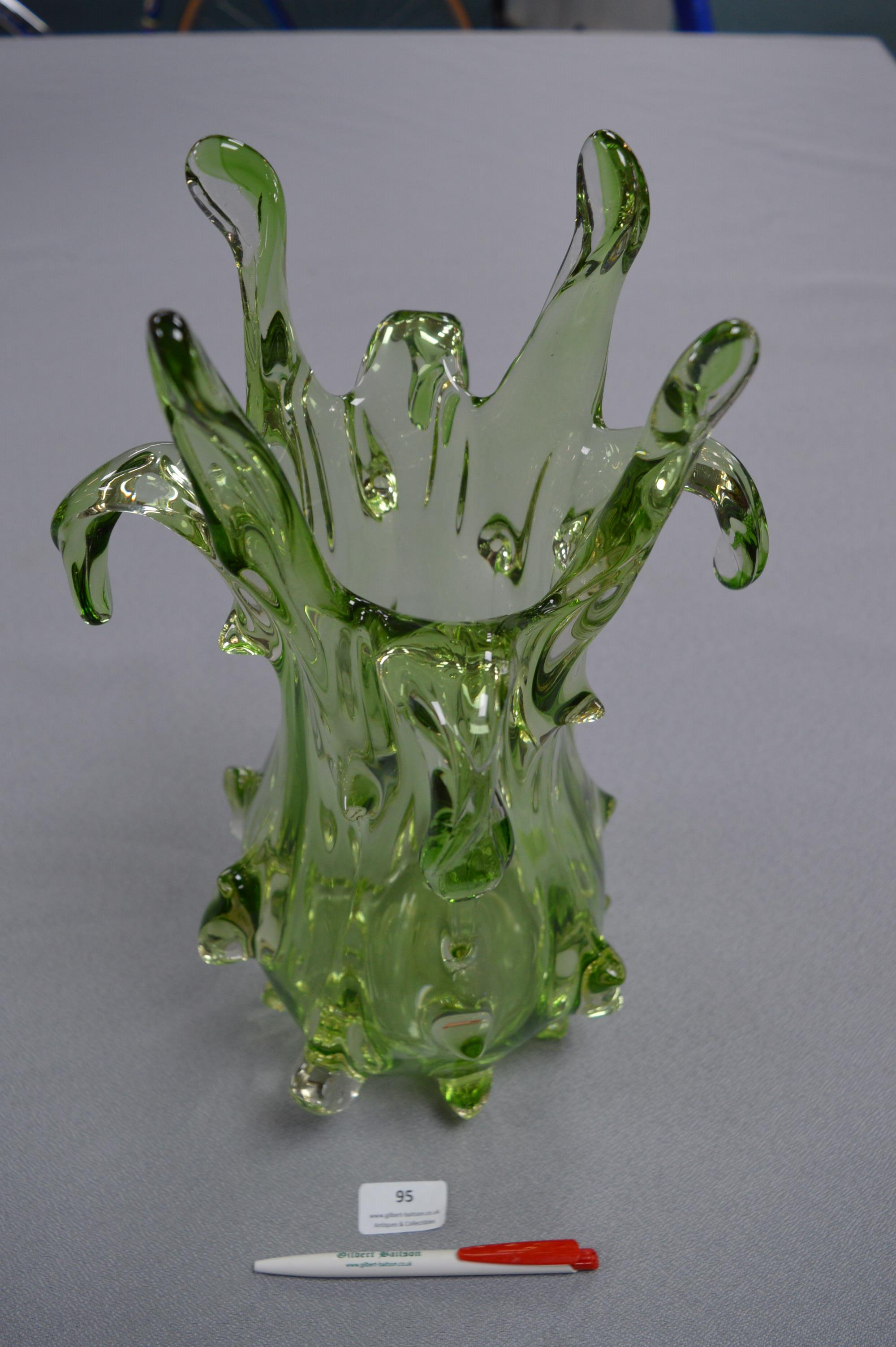 Retro Green Glass Vase - Image 4 of 6