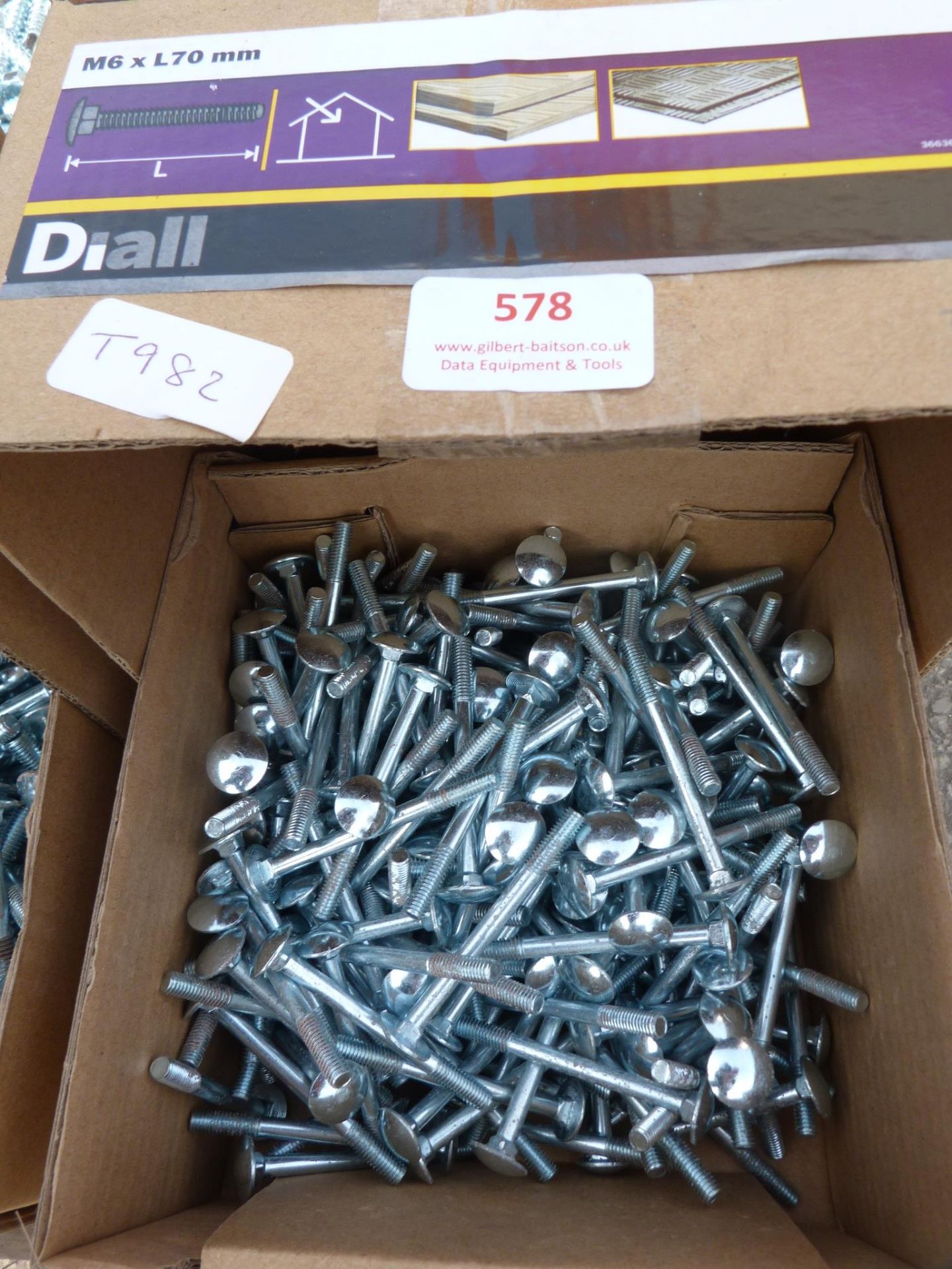 4kg of M6xL70mmDiall Cup Square Bolts