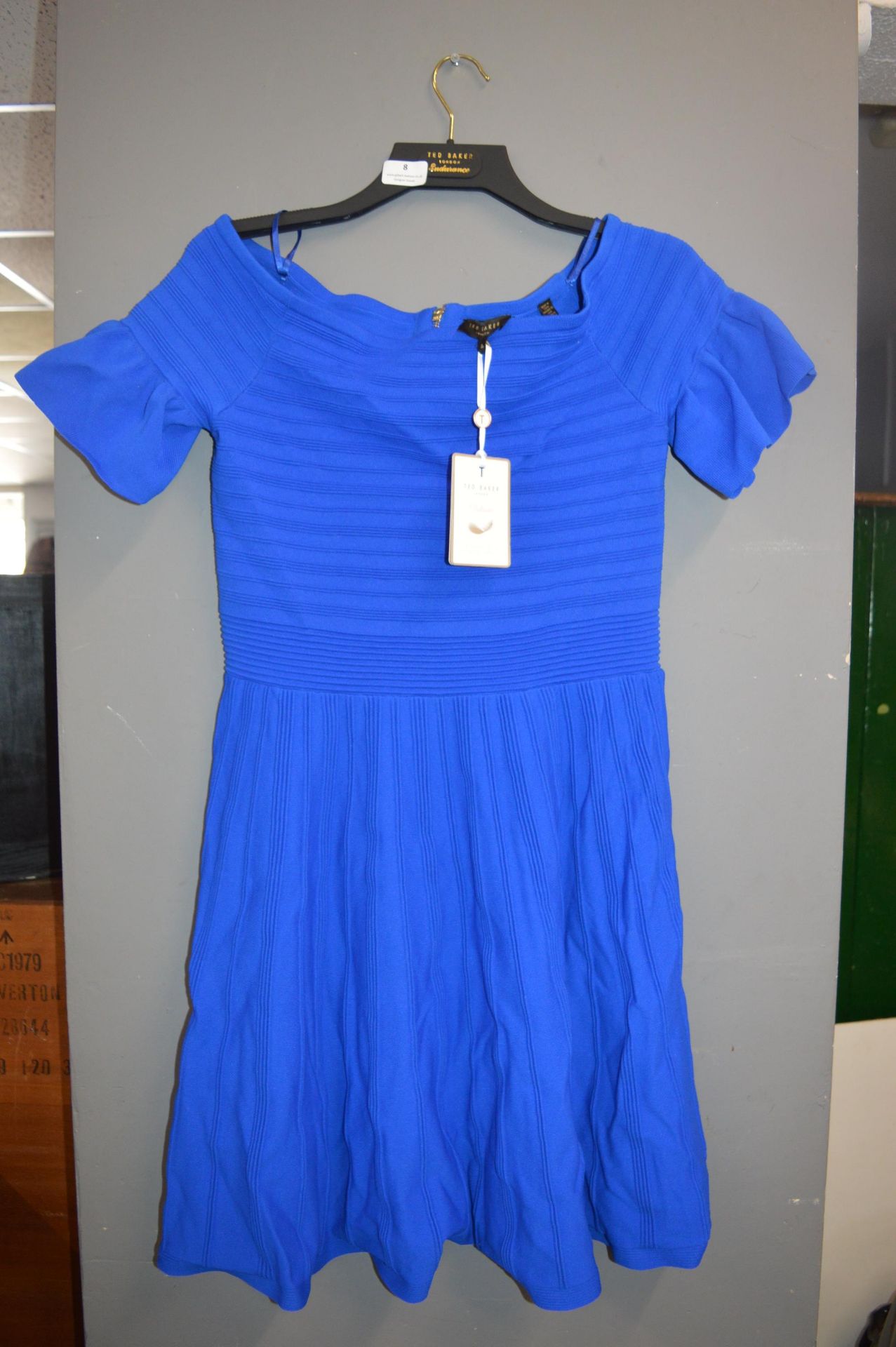 Ted Baker Bardot Frill Knitted Skater Dress Size: