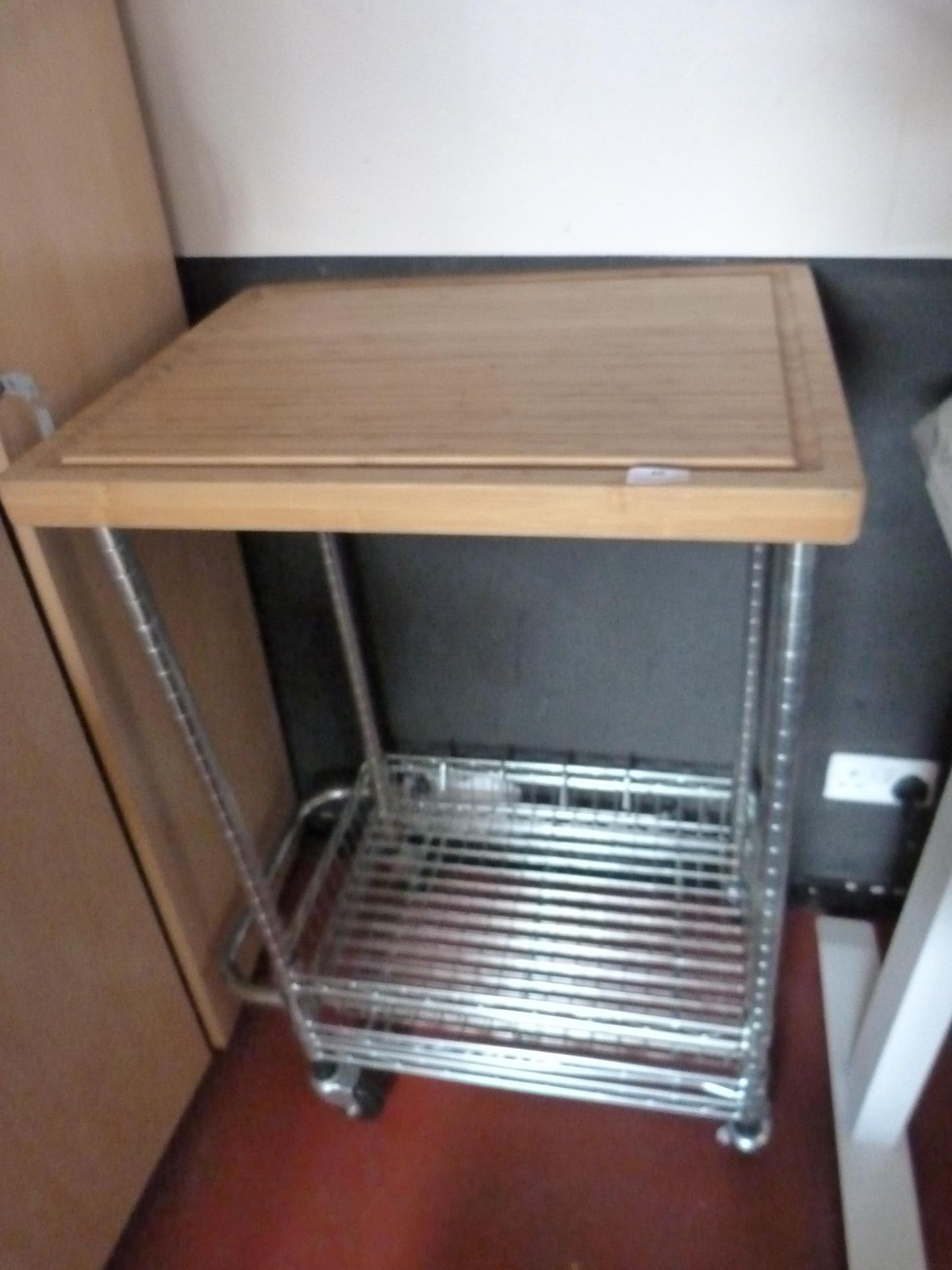 *Mobile Chopping Board Trolley with Chrome Effect