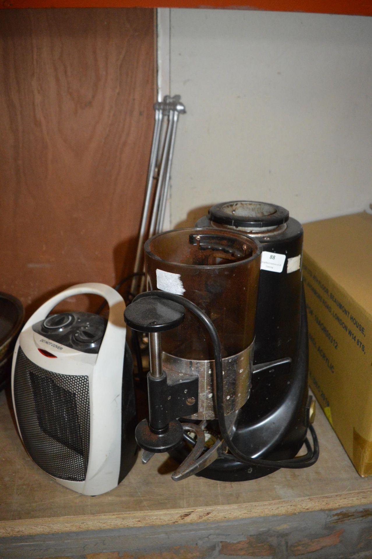 Desk Lamp, Fan Heater, and a Coffee Grinder