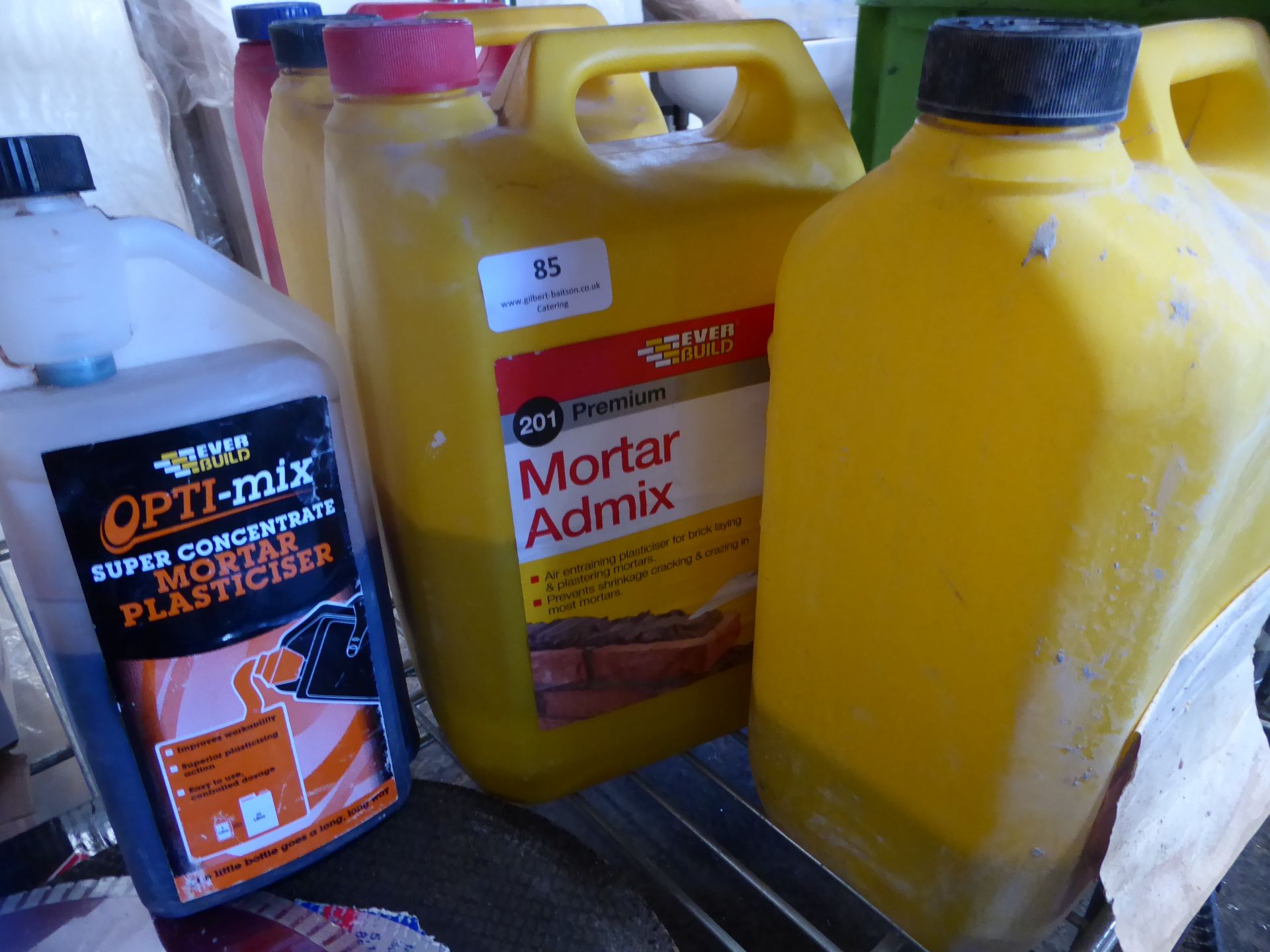 * quantity of mortar admix and plasticiser (5x part bottles)