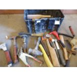 * DeWalt box and contents - large quantity of hand tools - hammers/mallets/saws/trowels/etc