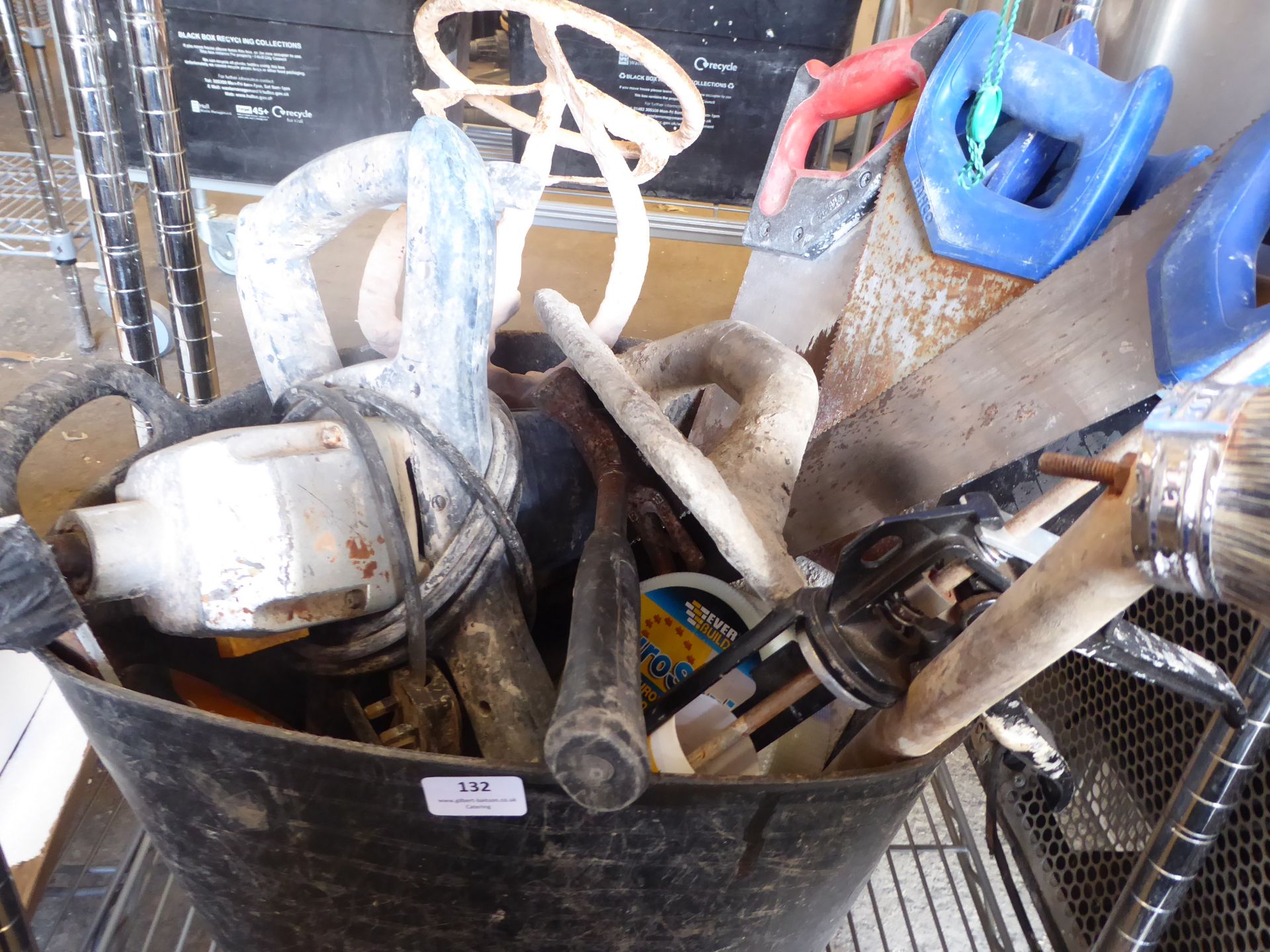 * bucket of plastering equipment (heavy duty mixer/saws/tools)