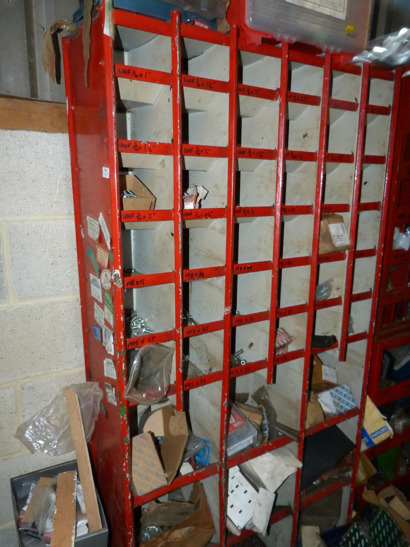 *Red Pigeon Hole Rack and Contents of Various Nuts