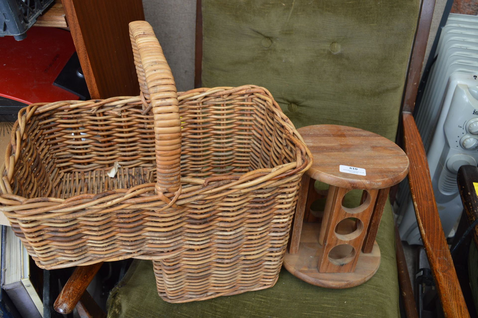 Wicker Basket and Circular Spice Rack