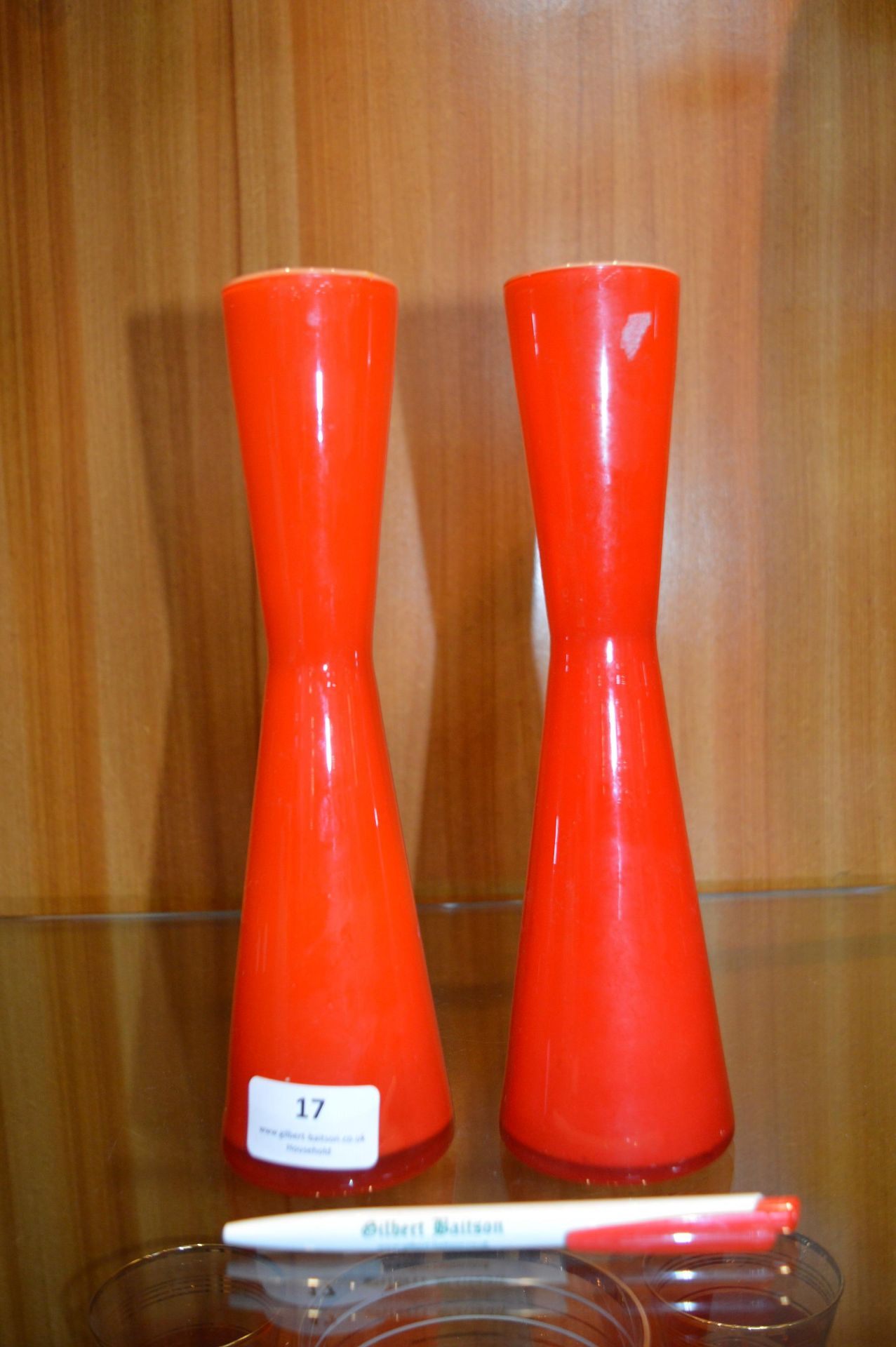 Pair of Orange Studio Glass Vases