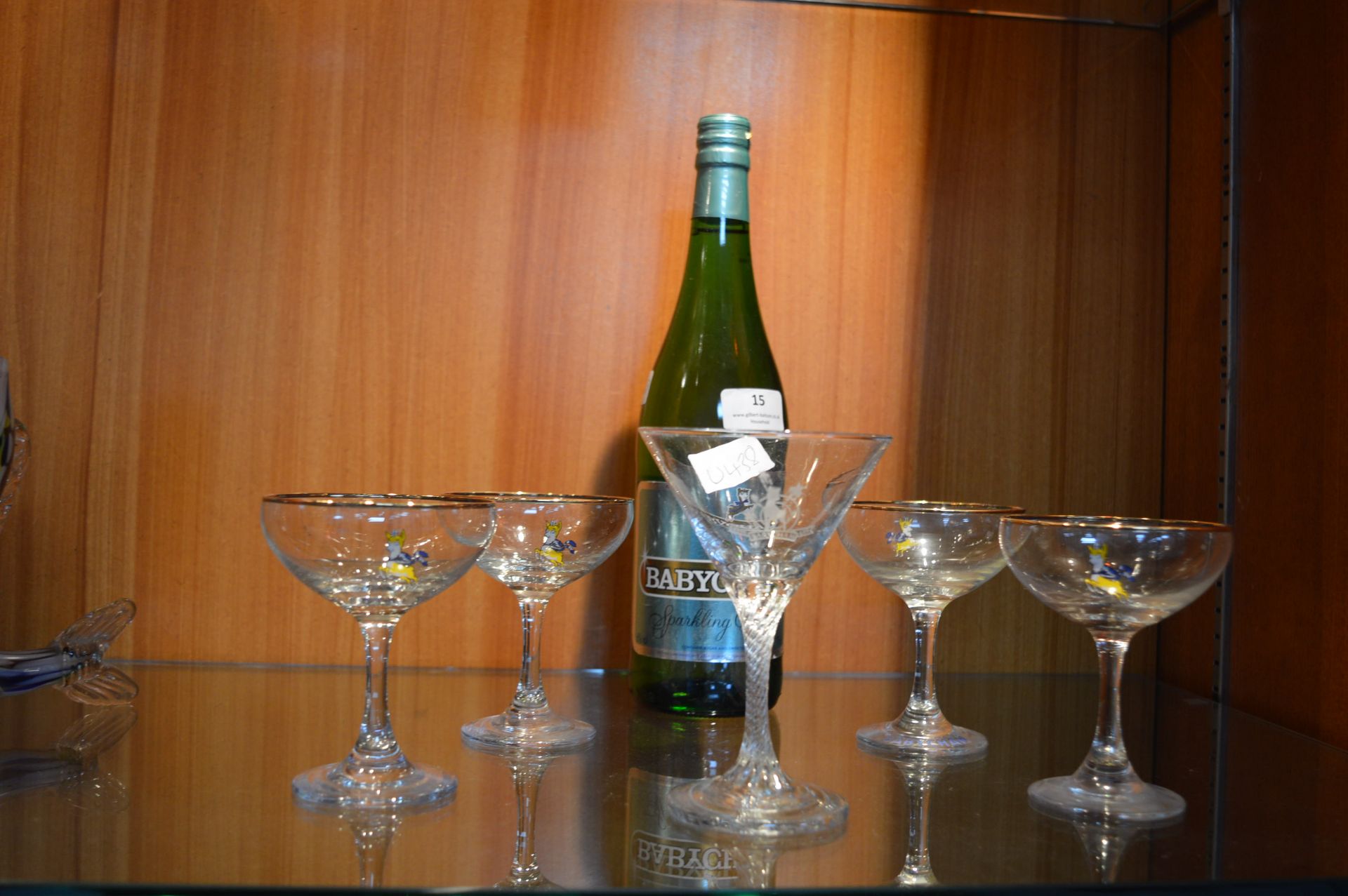 Five Babycham Glasses and a Bottle of Babycham 75c