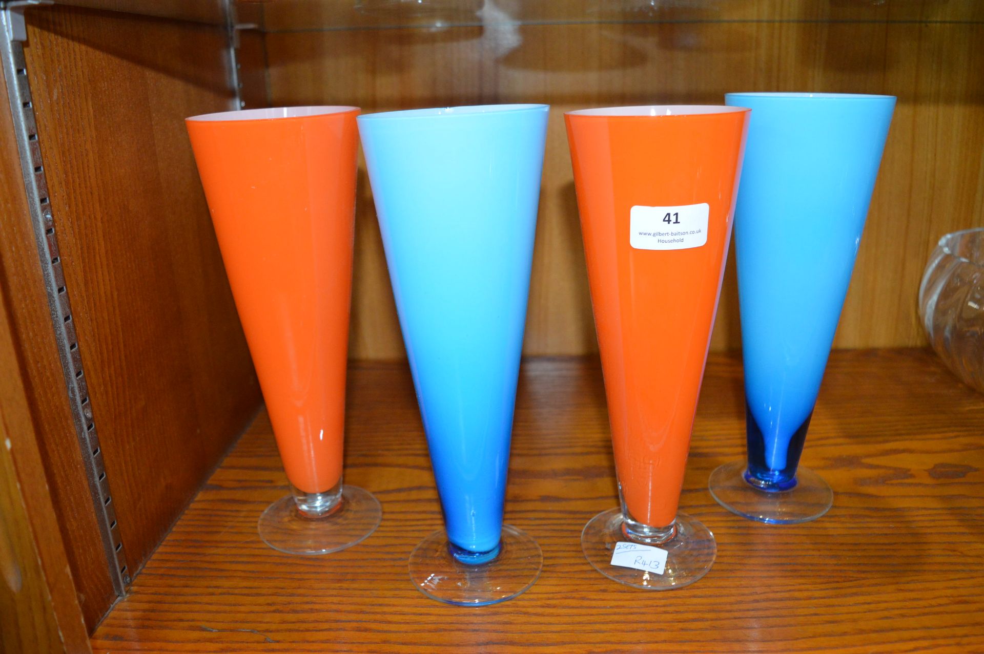 Two Sets of Decorative Glass Vases