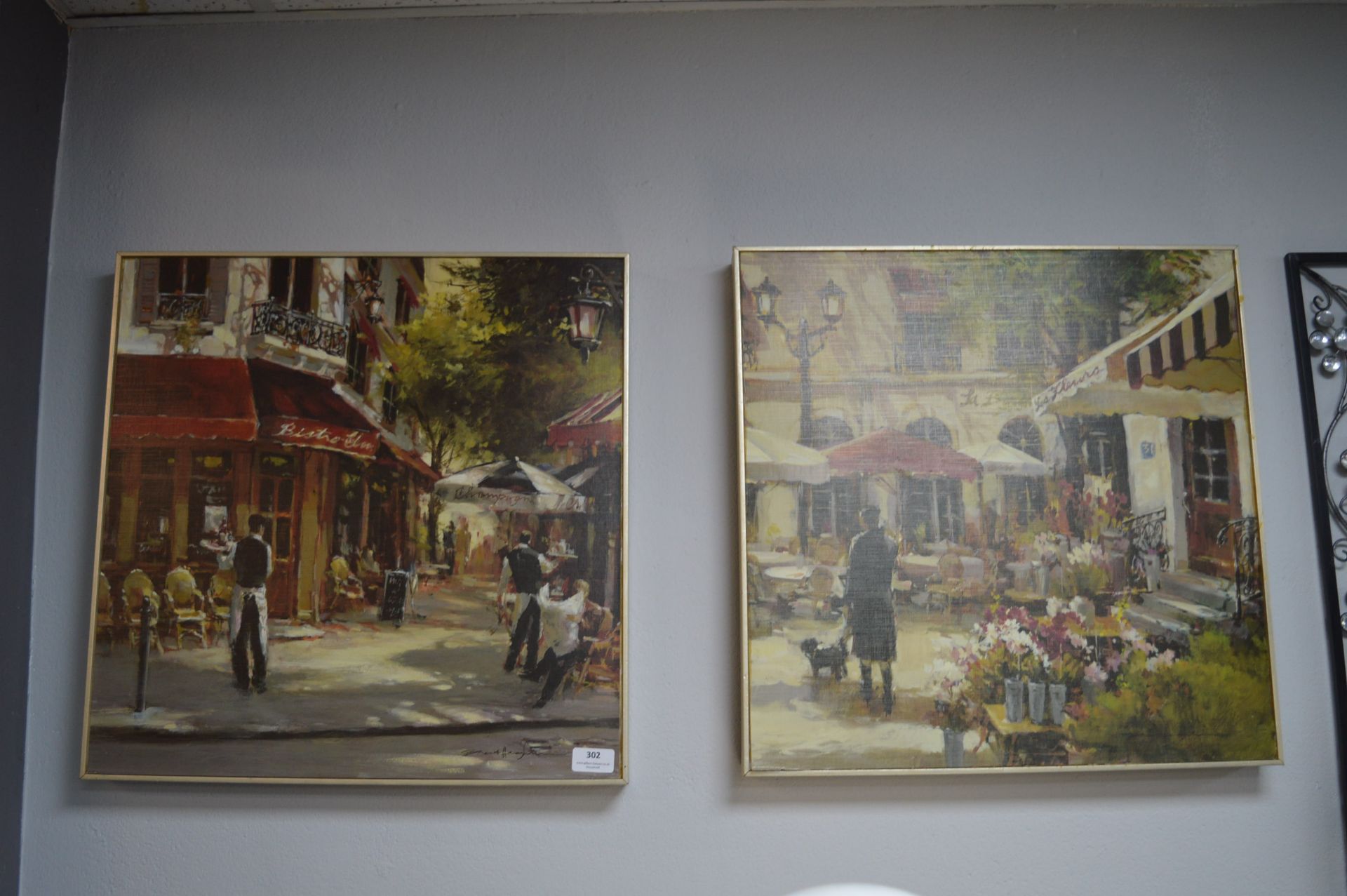 Pair of French Café Scene Prints