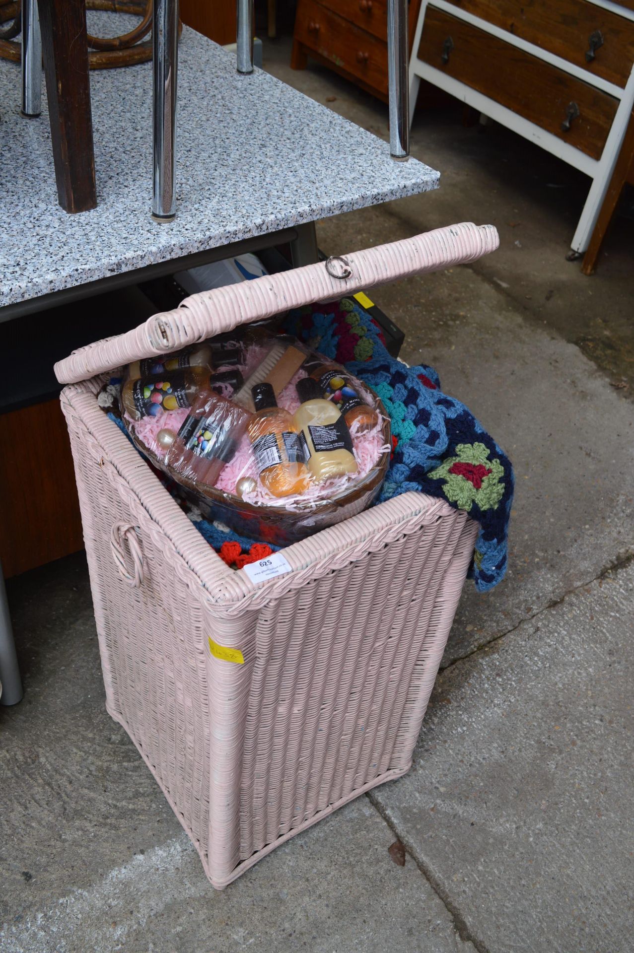 Lloyd Loom Style Laundry Basket and Contents