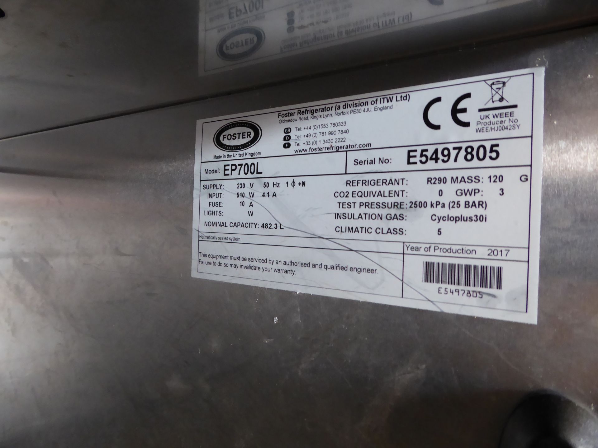 * Foster EcoPro G2 upright freezer - Image 3 of 3