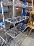 * wire racking on castors. 115w x 500d x 1800h