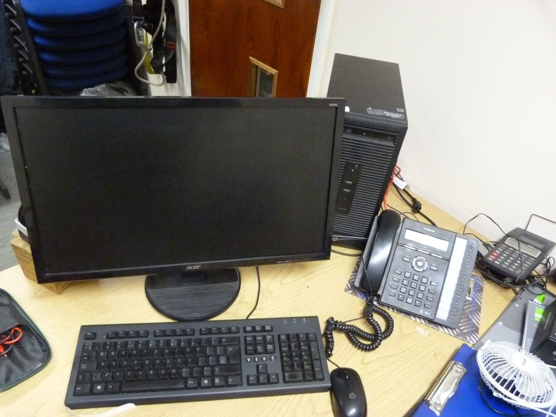 *HP Desktop Computer with Asus Monitor, Telephone, Keyboard and Mouse