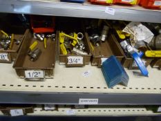 *Shelf of Various Sized Threaded Ball Valves