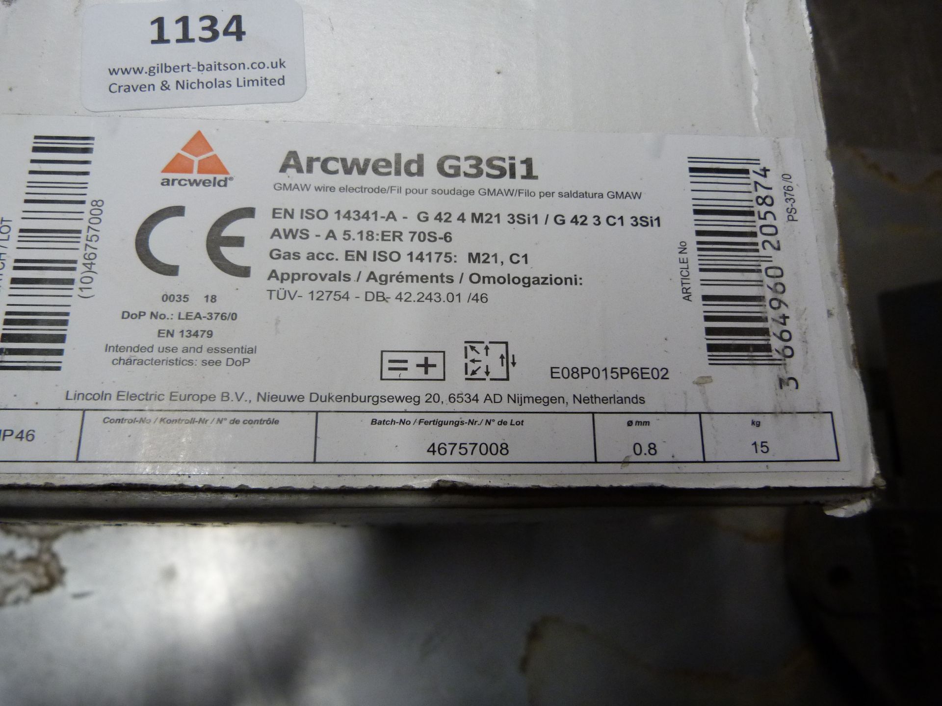 *15kg Reel of 0.8mm G Weld G3S15 Mig Welding Wire - Image 2 of 2