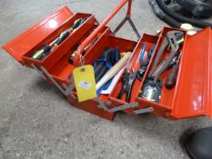 *Concertina Toolbox Containing Various Screwdrivers, Grips, Tape Measures, Hammers, etc.