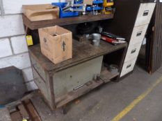 *Workbench with Upstand and Shelf to Rear, and Contents