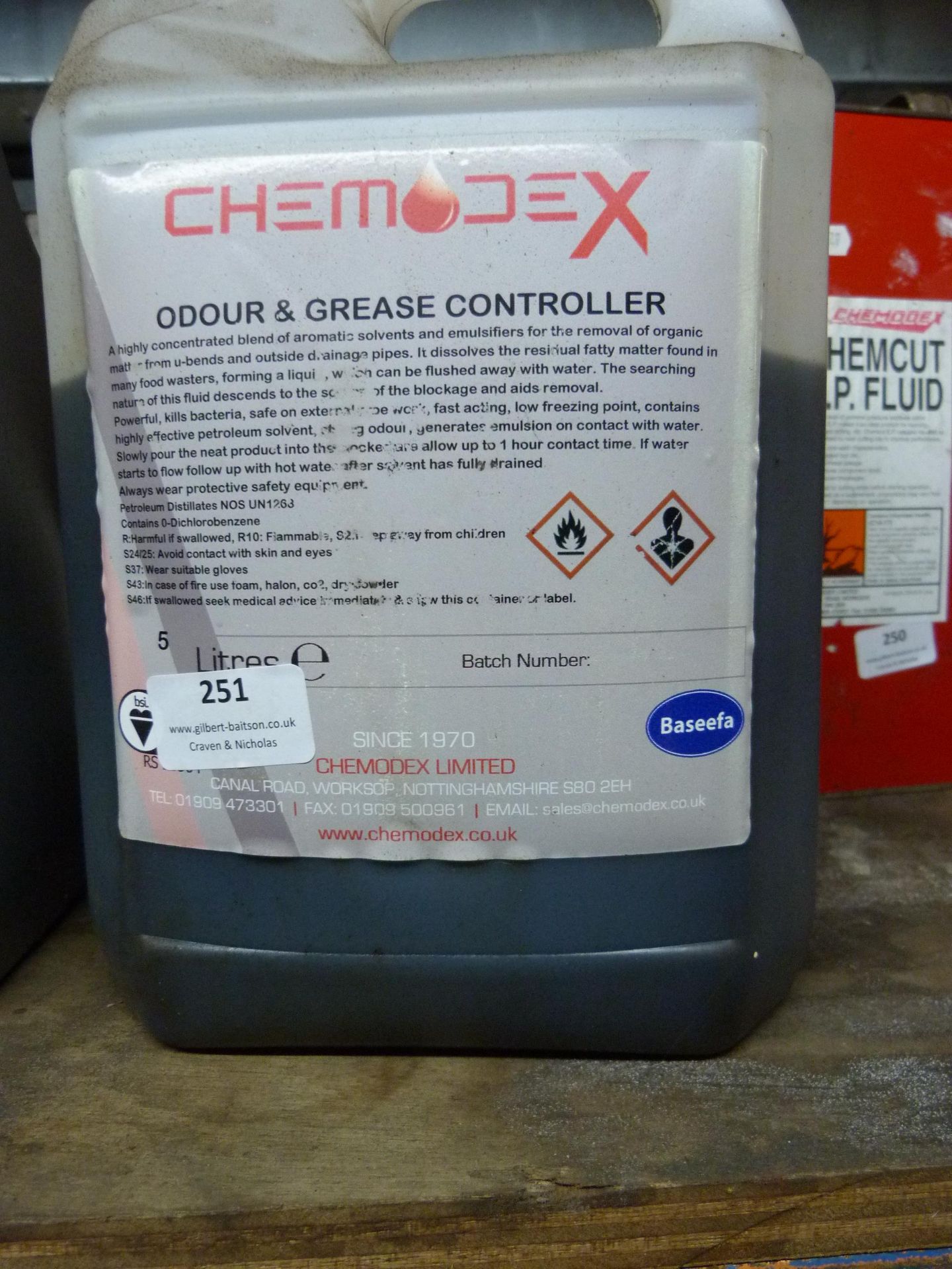 *Part 5L Bottle of of Chemodex Grease Controller