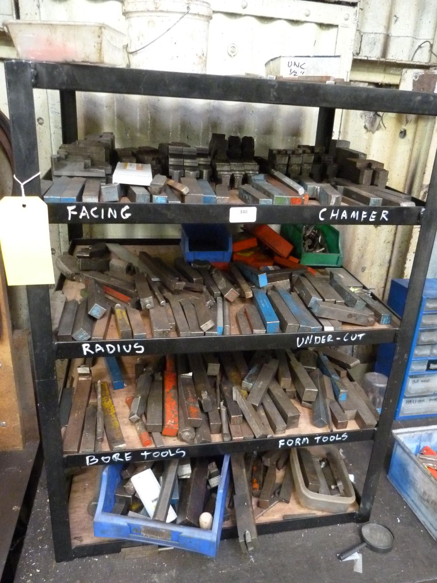 *Contents of Five Shelves Including Various Lathe Tooling and Used Jaws