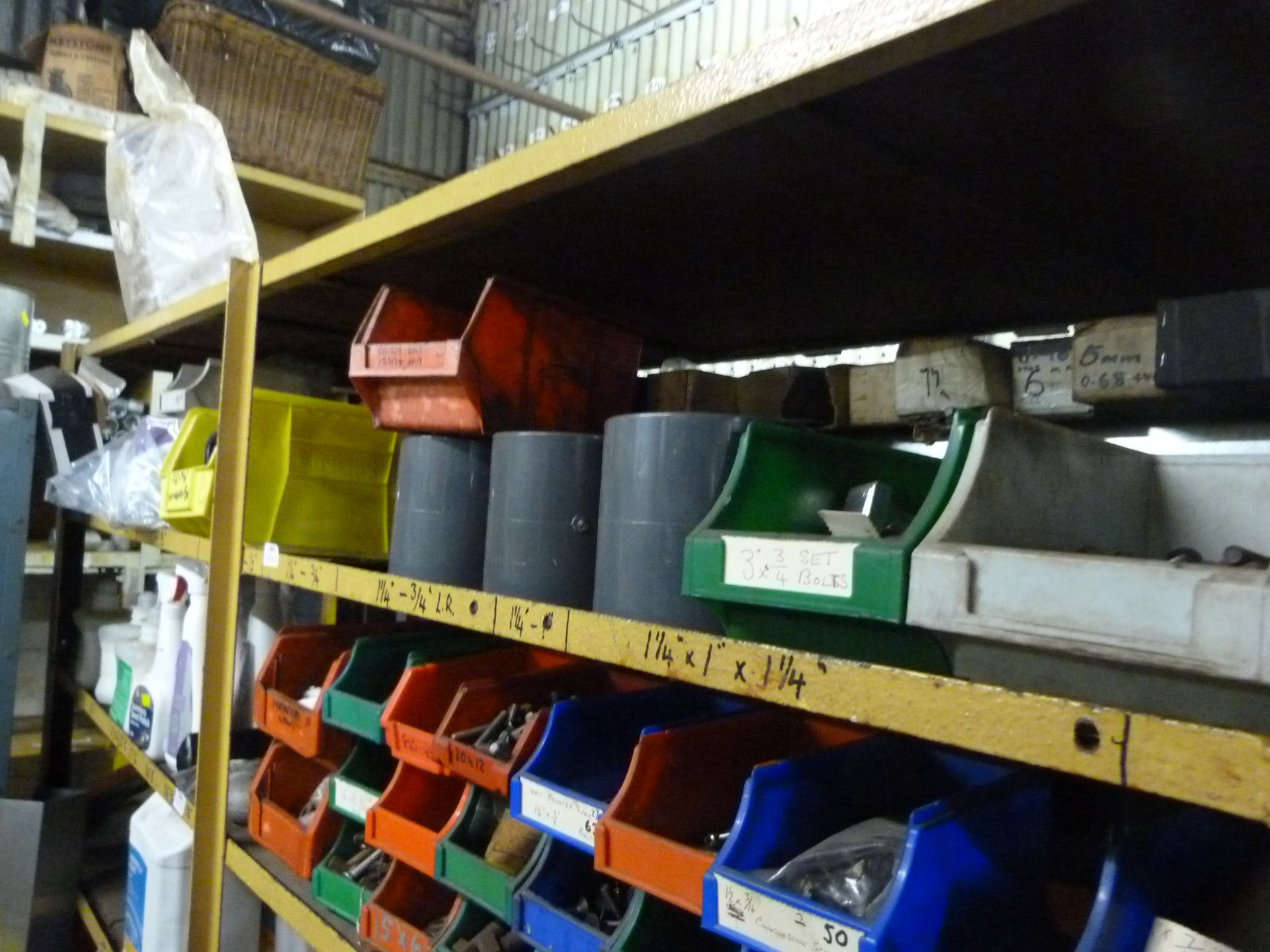 *Shelf of Various Plastic Fittings, Shop Dispensers, etc.