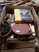 *Box of Assorted Abrasive Papers, Discs, and Belts