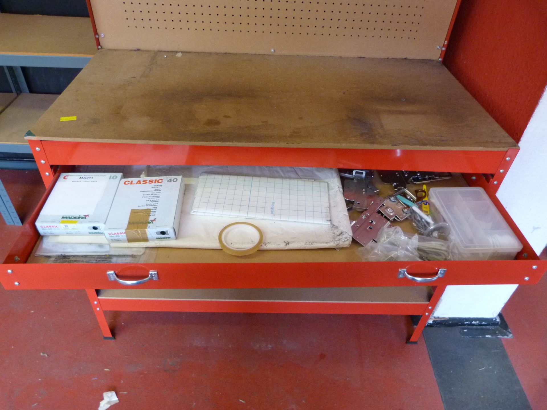 *Red Workbench with Drawer and Peg Tool Holder - Image 3 of 3