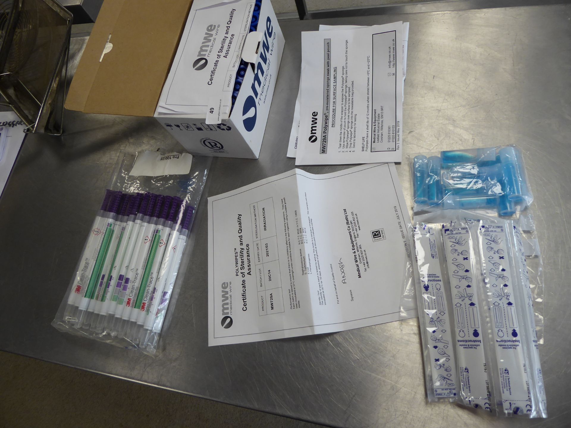* collection of medical swabs and test kits - for testing food borne bacteria