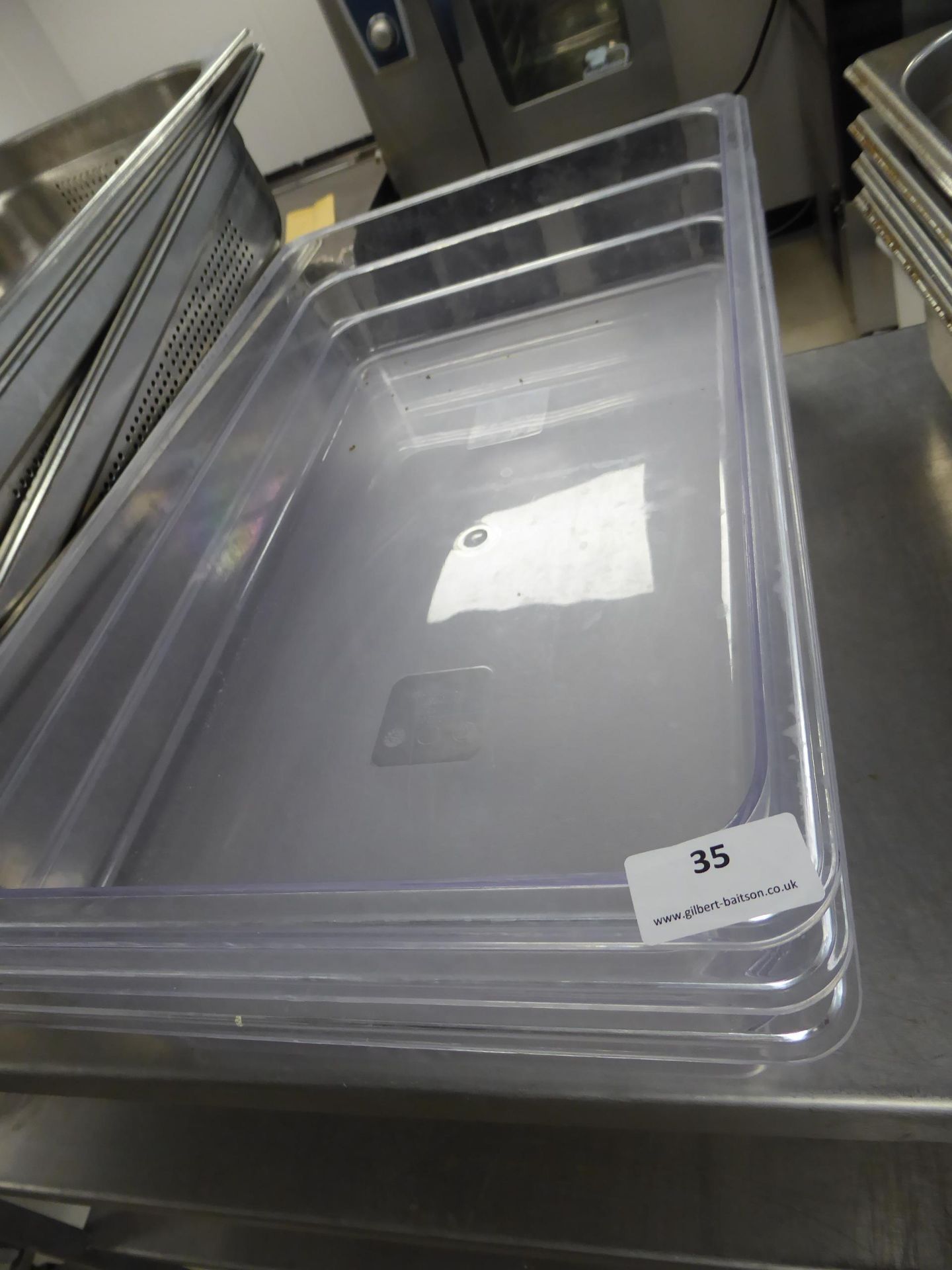 * 3 x clear plastic 1/1 gastro trays 100 deep