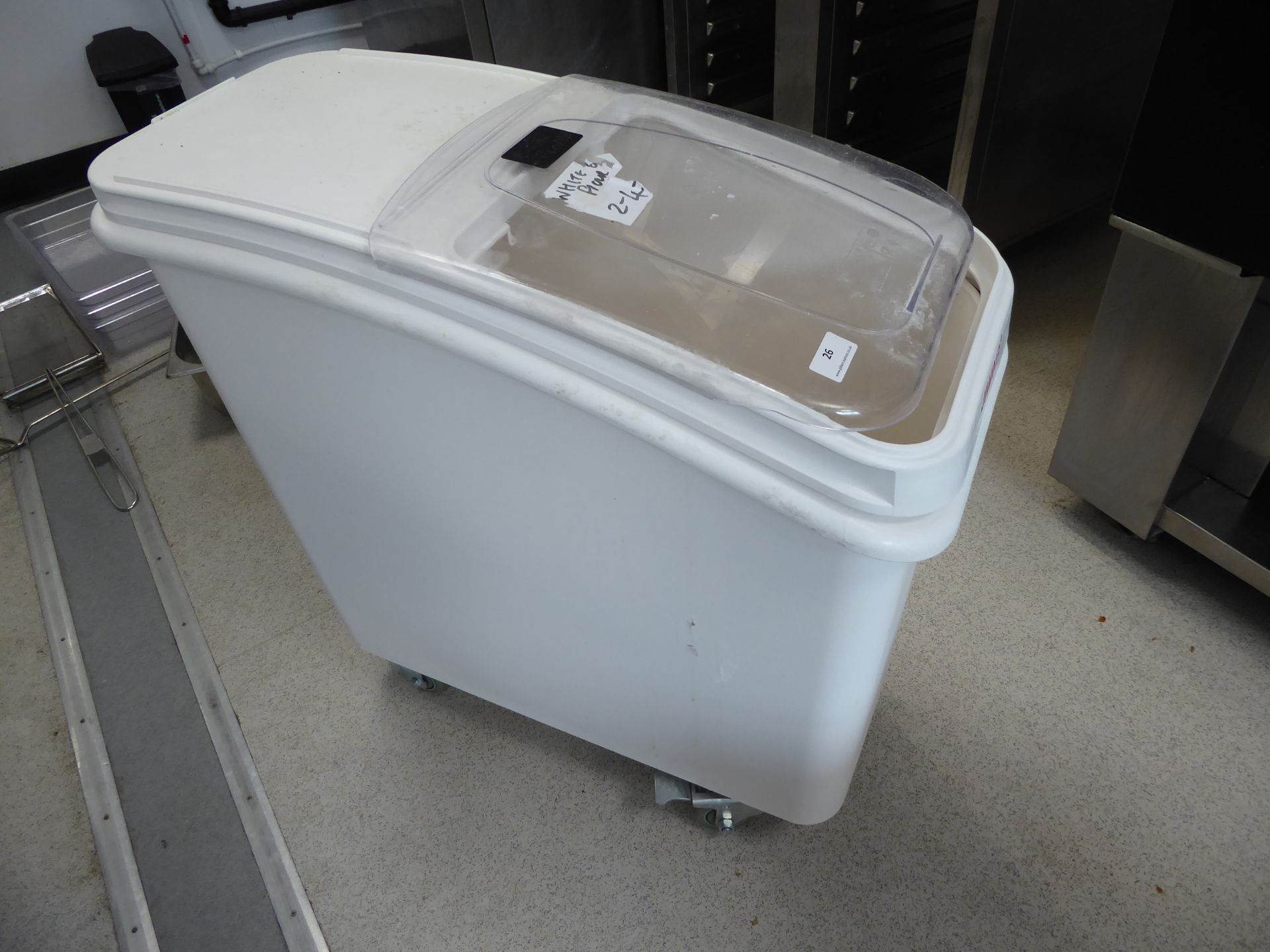 * large mobile flour bin with sliding lid - 300w x 700d x 750h