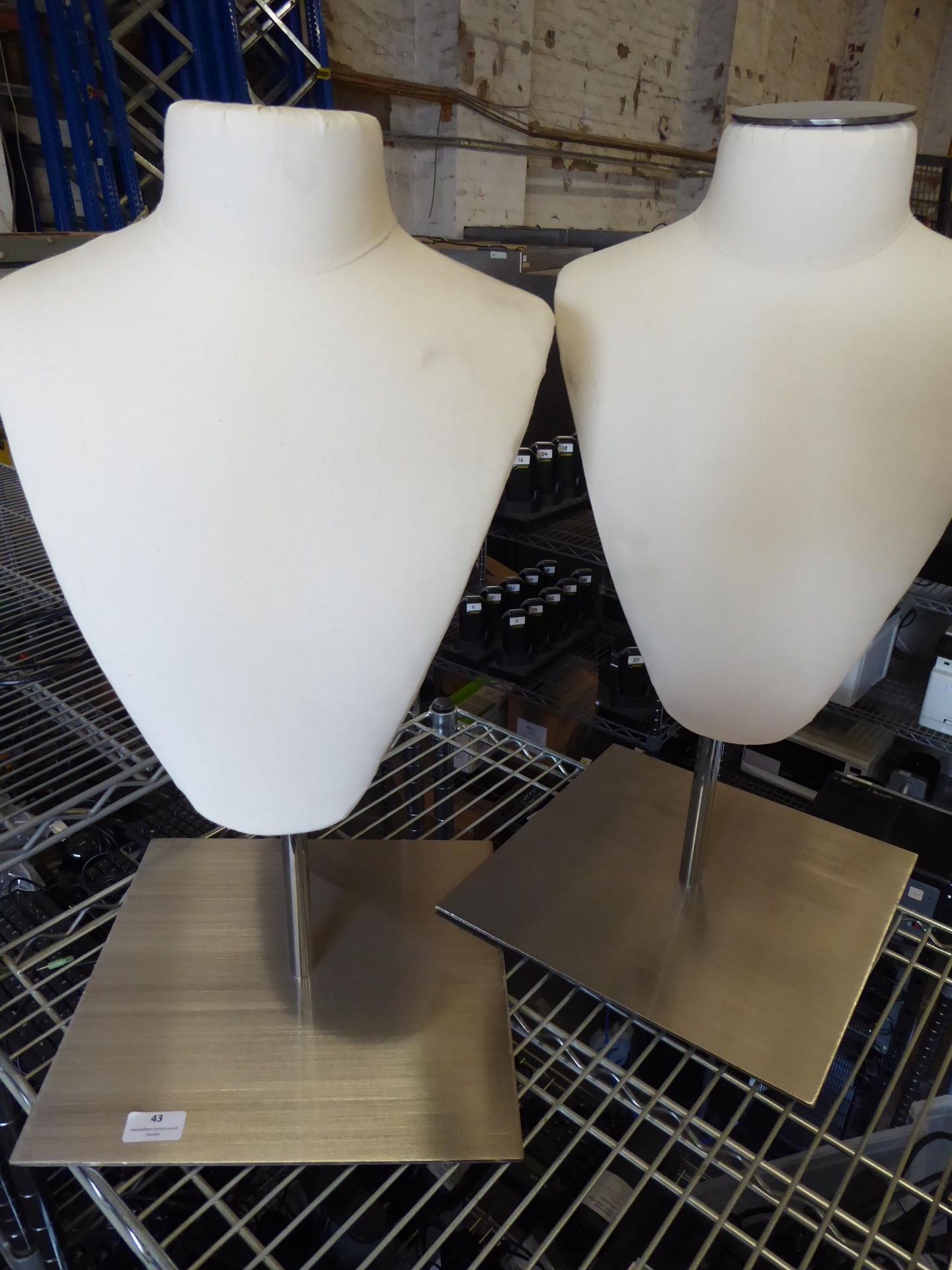 * 2 x fabric neck mannequin on brushed S/S base
