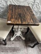 *Wood Topped Table on Cast Iron Pedestal Base