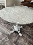 *Circular Marble Topped Table on Cast Iron Pedesta