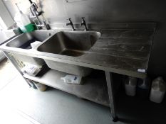 *Stainless Two Bowl Commercial Sink Unit with Righ