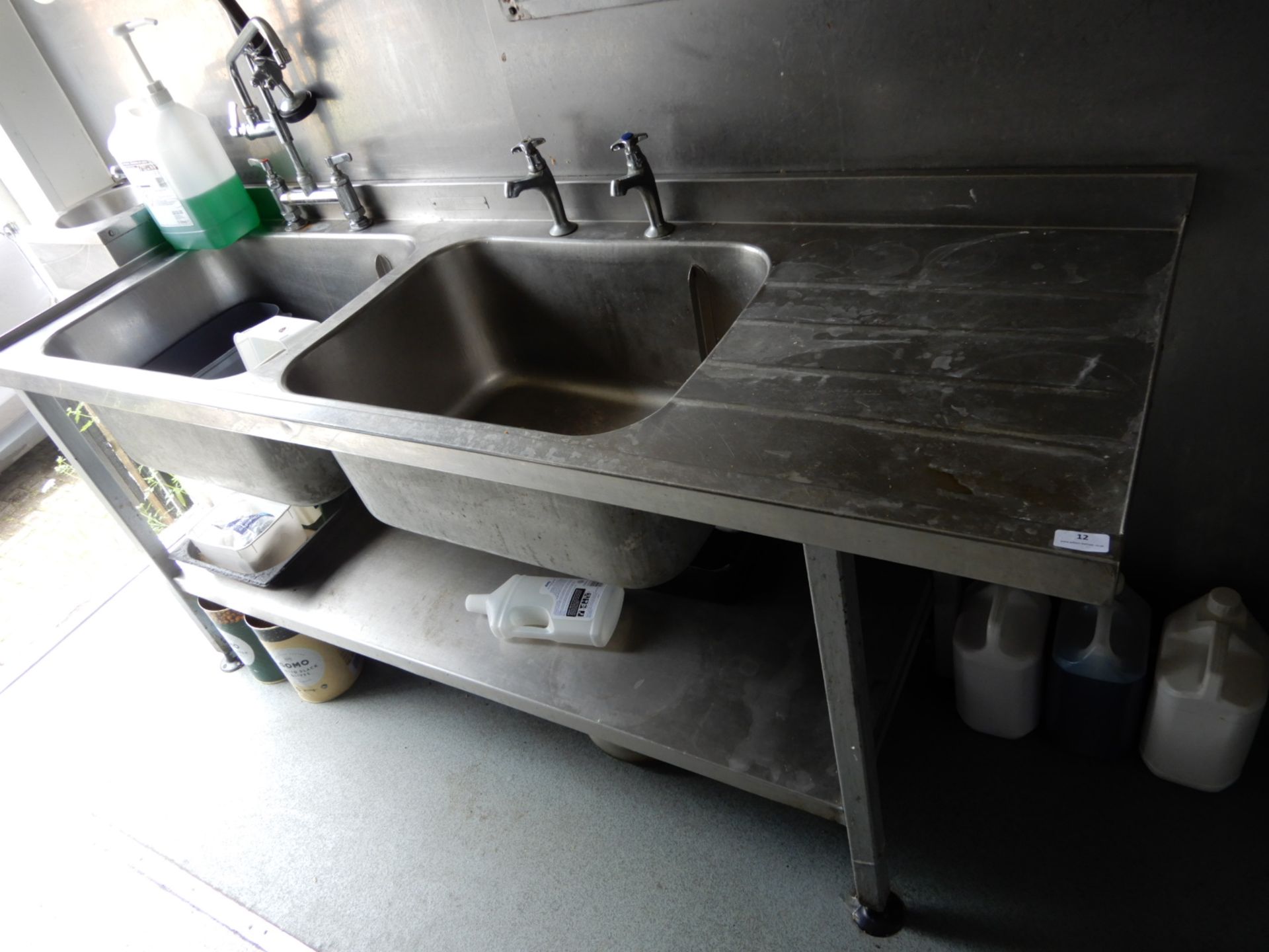 *Stainless Two Bowl Commercial Sink Unit with Righ