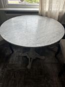 *Circular Marble Topped Dining Table on Cast Iron
