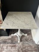 *Square Marble Topped Dining Table on Cast Iron Pe