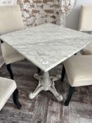 *Square Marble Topped Table on Cast Iron Pedestal