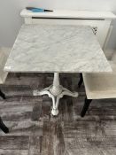 *Square Marble Topped Dining Table on Cast Iron Pe