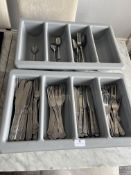 *Two Trays of King's Pattern Stainless Steel Cutle