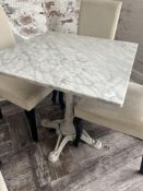 *Square Marble Topped Table on Cast Iron Pedestal