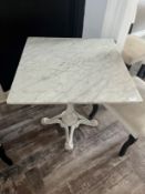 *Square Marble Topped Dining Table on Cast Iron Pe