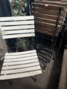 *Four Wrought Iron & Timber Outdoor Chairs with Folding Table