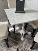 *Square Marble Topped Table on Cast Iron Pedestal