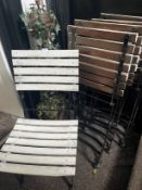 *Three Wrought Iron & Timber Outdoor Chairs with Folding Table