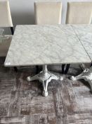 *Square Marble Topped Dining Table on Cast Iron Pe