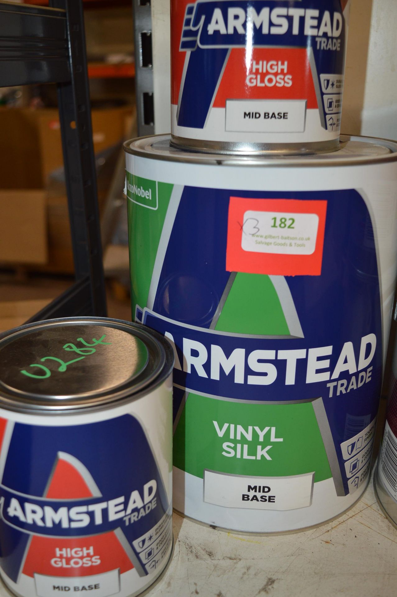 *5L of Armstead Vinyl Silk Mid Base, and 2x 1L of