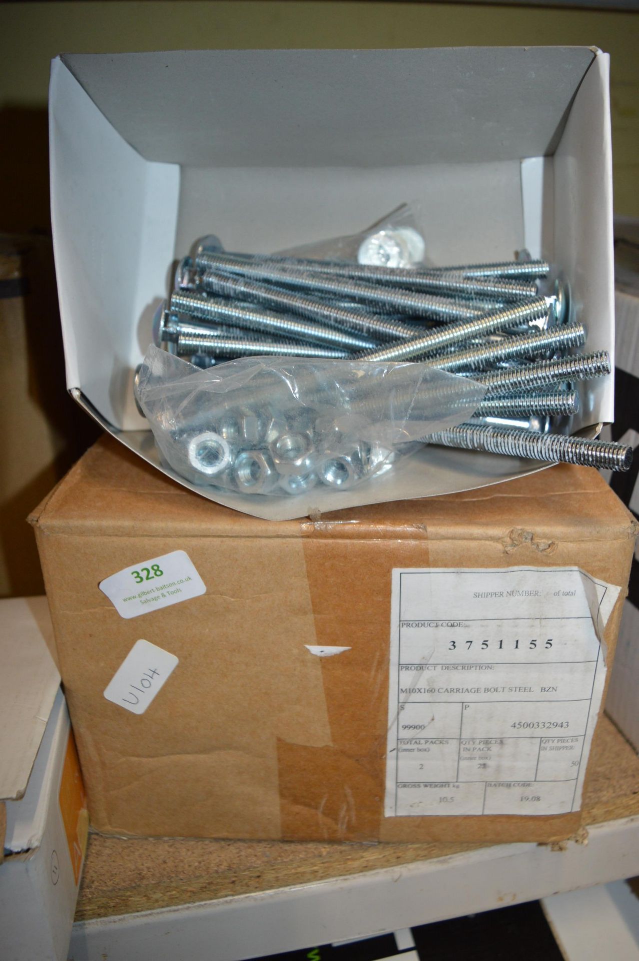 *Box of ~50 M10 x 160 Carriage Bolts